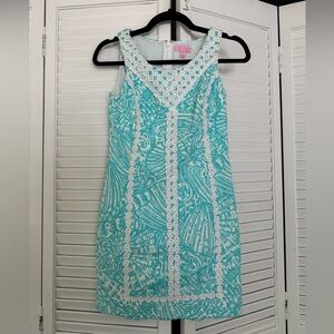 Lilly Pulitzer Mcfarlene Shift Dress Turquoise and White Mini Dress